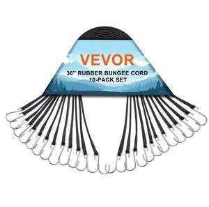 VEVOR 10 Pcs Flat Bungee Cord Set 20 mm Heavy Duty Bungee Straps with S-Hook 36"