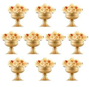 VEVOR 10PCS 16cm/6.3 Wedding Flower Vase Metal Gold Floral Stand for Table