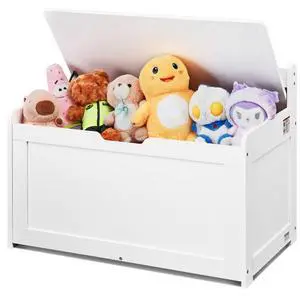 VEVOR Wooden Toy Chest for Kids, Toddler Toy Storage Box with Flip-Top Lid and Safety Hinge, 32.68 x 17.91 x 24.02 Large Kids Storage Bench for Playroom, Bedroom, Living Room or Entryway, White