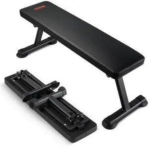 VEVOR Flat Weight Bench Foldable Strength Training Bench for Full Body Workout
