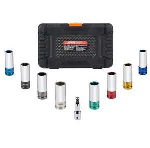 VEVOR Lug Nut Impact Socket Set 1/2 in Drive Metric and SAE 6-Point Deep Socket