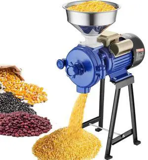 VEVOR Electric Grain Mill Grinder, 3000W Spice Grinders, Commercial Corn Mill with Funnel, Thickness Adjustable Powder Machine, Heavy Duty Feed Flour Cereal Mill Wheat Grinders, Dry Grinder