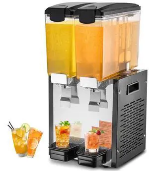 VEVOR  Commercial Beverage Dispenser 10L x 2 Tanks Cold Juice Ice Drink Dispenser