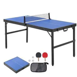 VEVOR Mid-Size Ping Pong Table Foldable Table Tennis Game Table Indoor with Net