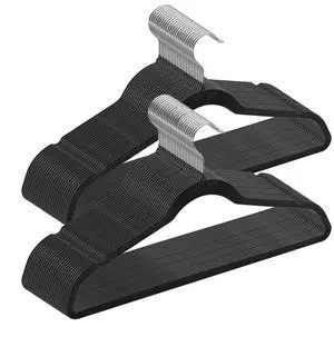 VEVOR Hangers, 11lbs Load-Bearing, 50 Pack Black Velvet Hangers with 360 Degree Swivel Hook & 0.2 in Ultra-Thin Design, Non-Slip Space Saving Hangers, Fit for Silk Garments, Coats, Sweaters & Straps
