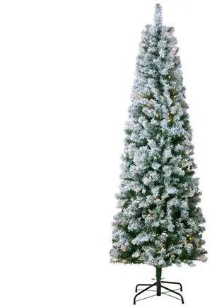 VEVOR Christmas Tree 6.5ft Prelit Flocked Xmas Tree with 250 LED Lights 814 Tips