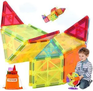 VEVOR Magnetic Tiles Magnetic Building Toy 180 PCS Magnet Blocks for Kids 3D Set