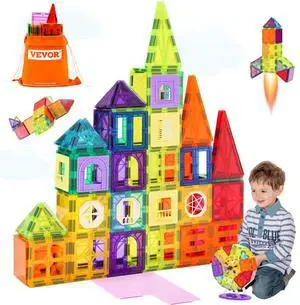 VEVOR Magnetic Tiles Magnetic Building Toy 181 PCS Magnet Blocks for Kids 3D Set