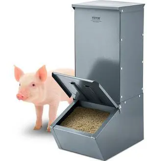 VEVOR Hog Feeder 2.2 Bushel Metal Double Door Pig Feeder Feeding up to 5 Hogs