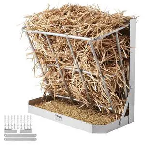 VEVOR Wall Mounted Goat Hay Feeder 2 in 1 Hay and Grain Feeder 21 Gallons