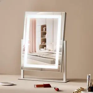 VEVOR Vanity Mirror with Lights, Three Color Lighting Modes, Lighted Makeup LED Mirror, and 5X Magnification Mirror, Smart Touch Control, 360°Rotation (16.1x11.8 in, White)