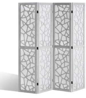 VEVOR  Wood Room Divider, 4 Panel Wood Folding Privacy Screen, 66.9 Inches Tall Indoor Carved Wooden Partition, Portable Decoration Screen, for Room Separation, Home, Office, Restaurant & Bedroom