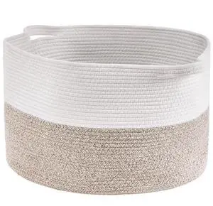 VEVOR Cotton Rope Storage Basket 67L Woven Blanket Basket 20 x 20 x 13 in