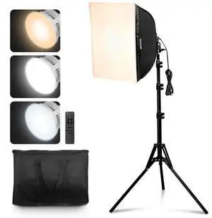 VEVOR Softbox Lighting Kit 16 in x 16 in 3000-6500K Adjustable for Shooting