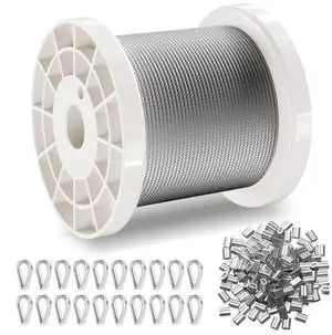 VEVOR T304 Stainless Steel Cable 1/16" 7x7 Steel Wire Rope 330 ft Cable Railing