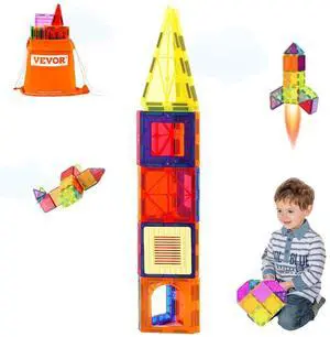 VEVOR Magnetic Tiles Magnetic Building Toy 55 PCS Magnet Blocks for Kids 3D Set