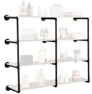 VEVOR Industrial Pipe Shelf 4 Tier 3PCS 11.8in W Wall-Mount Planks NOT Included