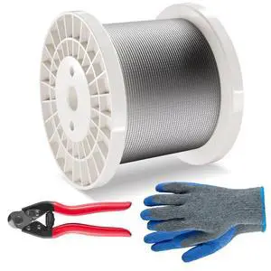 VEVOR T316 Stainless Steel Cable 1/8" 7x7 Steel Wire Rope 600 ft Cable Railing