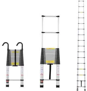 VEVOR Telescoping Ladder, 20.3FT Aluminum Lightweight Extension Ladder, Multi-button Retraction Collapsible Ladder, 375 LBS Capacity with Non-slip Feet, Portable Compact Ladders for Home, RV, Loft