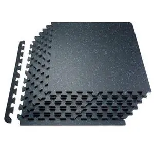 VEVOR 12 PCS 0.56" Thick Gym Floor Mats, 24" x 24" EVA Foam & Rubber Top Interlocking Workout Floor Mats with 48 sq.ft Coverage, Waterproof Exercise Puzzle Flooring for Gym, Home, Garage, Basement, B