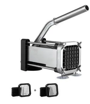 VEVOR French Fry Cutter, Potato Slicer with 1/2-Inch and 3/8-Inch Stainless Steel Blades, Manual Potato Cutter Chopper with Suction Cups, Great for Potato, French Fries, Cucumber, Vegetables, Carrot