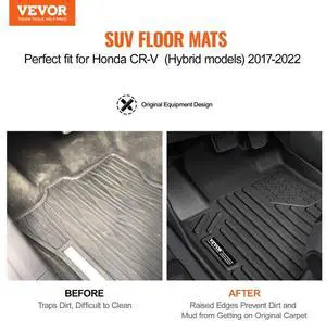 VEVOR Automotive Floor Mats Fits for Honda CR-V (Hybrid Models) 2017-2022 3 pcs