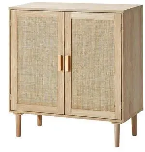 VEVOR Rattan Cabinet, Rattan Storage Cabinet with 2 Magnetic Doors and Adjustable Shelves, Sideboard Buffet Cabinet for Hallway, Entryway, Living Room, or Kitchen, Natural