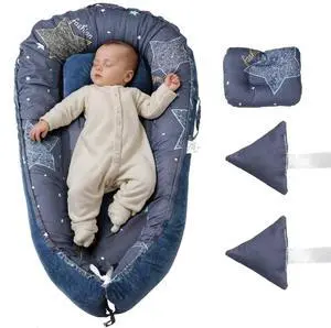 VEVOR  Baby Infant Lounger 100% Cotton Soft Newborn Nest Sleeper with Headrest