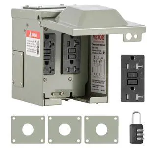 VEVOR Outdoor Electrical Outlet Box 2 20 AMP GFCI Receptacles Power Outlet Box