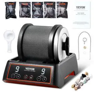 VEVOR Rock Tumbler Kit 2.5 lbs Rock Polisher 9 Speeds 9-Day Timer with Grits