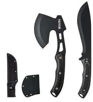 VEVOR Hunting Knife and Hatchet Axe Combo Set Sheath Fixed Blade Knife Camping