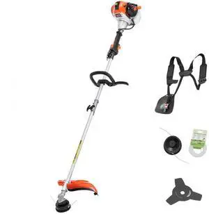 VEVOR String Trimmer, 25.2CC 2-Stroke, Gas Powered Weed Wacker, 16.9" Cordless Grass Trimmer, Multi-Functional Lawn Edger with Shoulder Strap & 3T Blade, Weed Eater for Quick Grass Cleaning