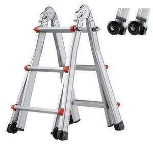 VEVOR Telescoping Ladder A Frame, 11 FT Compact Aluminum Extension Ladder, Multi-Function Portable Collapsible RV Ladder, Telescopic Ladder for Homework Stairs Indoor Outdoor Roof, 330lb Load