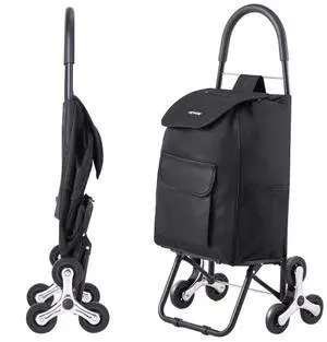 Stair Climbing Cart Foldable Shopping Cart 36L with Storage Bag 6 Wheels