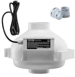 VEVOR 4" to 4.5" Radon Mitigation Fan System Quiet 260 CFM Inline Duct Fan Waterproof