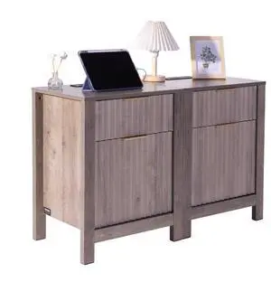 VEVOR  Farmhouse End Table, Set of 2, Square Night Stand with USB Ports and Outlets, 3 Tiers End Table Side Table Coffee Table with Storage Cabinet and 2 Drawers, Ideal for Living Room, Bedroom, Offi