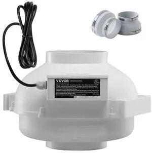 VEVOR 4" to 4.5" Radon Mitigation Fan System Quiet 380 CFM Inline Duct Fan Waterproof