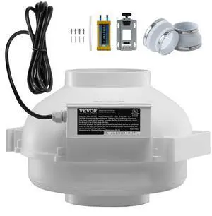 VEVOR 6" to 4.5" Radon Mitigation Fan System Kit Quiet 380 CFM Inline Duct Waterproof