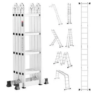 VEVOR Multi-Purpose Folding Ladder, 7-in-1 Tall Extension Step Ladder, A Frame 4 Step Telescoping Ladder, 15.5ft Reach Height Heavy Duty Adjustable Ladder, 330 lbs Capacity for Home Outdoor