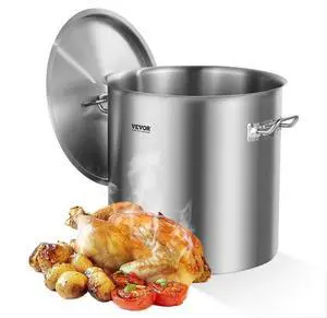 VEVOR 53QT Stainless Steel Stockpot Cooking Kitchen Sauce Pot with Lid Handle