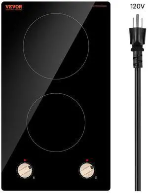 VEVOR 1800W 2 Burner Induction Cooktop Electric Countertop Burner Knob Control