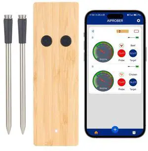 VEVOR Wireless Meat Thermometer Bluetooth Meat Probe Two Probes for Cooking