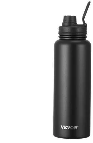 VEVOR 40 oz Insulated Water Bottle Stainless Steel with Wide Mouth Lid Black