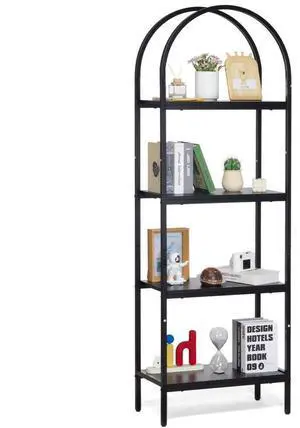 VEVOR Metal Bookshelf Rustic Bookshelf 4-Tier for Living room Bedroom & Office