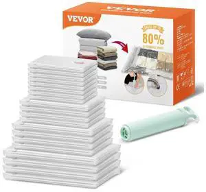 20 Pack Vacuum Storage Bags with Electric Pump, Space Saver Bags Compression for Comforters and Blankets, Sealer Clothes Storage Travel Essentials