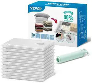 VEVOR 10 Pack Vacuum Storage Bags with Electric Pump, Space Saver Bags  Compression for Comforters and Blankets, Sealer Clothes Storage Travel Essentials