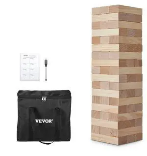 VEVOR Tumbling Timber Toy 54 Blocks Large Tumble Tower Blocks Game Pine Wood Bag