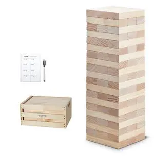VEVOR Tumbling Timber Toy 60 Blocks Giant Tumble Tower Blocks Game Pine Wood Box