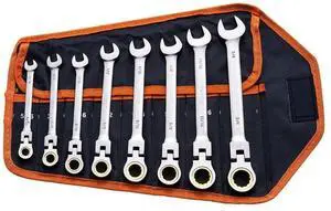 VEVOR Flex-Head Ratcheting Wrench Set 8 PCS SAE 5/16"-3/4" with Roll-up Pouch