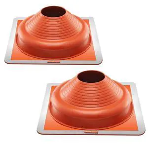 VEVOR 2 PCs Roof Pipe Flashing Boots, Fit Pipe OD 6-1/4" - 11-3/4", Flexible Silicone Roofing Jack Pipe Flashing, High Temp -101 - 437, Square Metal Base, for Chimney, Wood Stove & Outdoor Vent Pipe